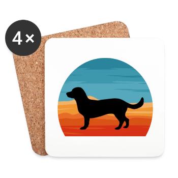 Alpine Dachsbracke Dog Silhouette Retro Sunset - Dessous de verre (lot de 4) - blanc - Devant