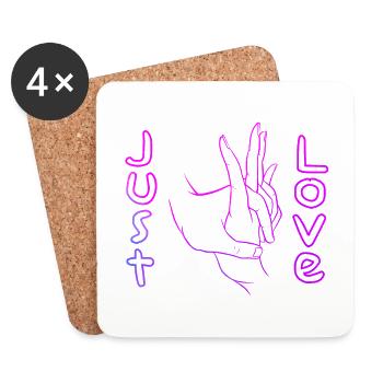 Just Love - main dans la main lineart - Dessous de verre (lot de 4) - blanc - Devant