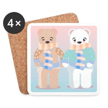 Brown Bear Polar Bear - Animal pairs - Winter pairs - Coasters (set of 4) - white - Front
