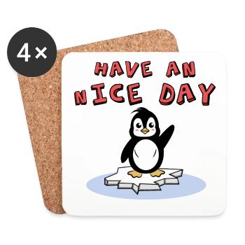 Vogel Eis Kälte Arktis Tier Pinguin Seevogel Zoo - Untersetzer (4er-Set) - Weiß - Vorne