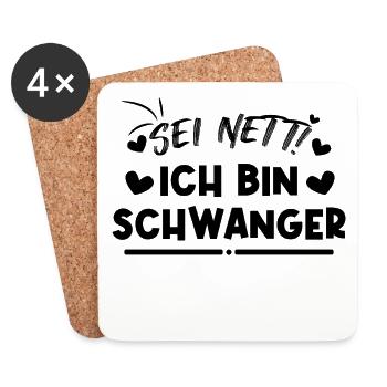 Schwanger Statement Herz Schwangerschaft Mutter - Untersetzer (4er-Set) - Weiß - Vorne