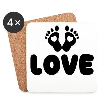 Heart Baby Feet Parents Saying Pregnant Baby Bump - Dessous de verre (lot de 4) - blanc - Devant