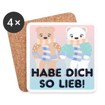 Habe Dich so lieb - Paare - Untersetzer (4er-Set) - Weiß - Vorne