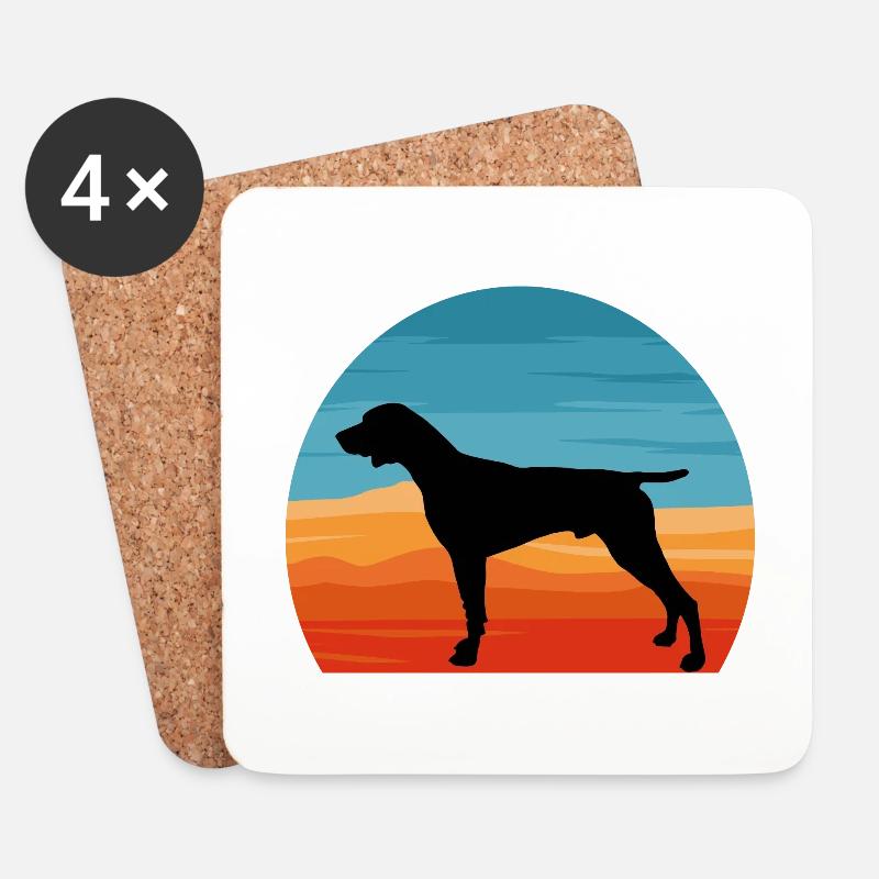 Deutsch Kurzhaar Pointer Hund Silhouette Retro - Untersetzer (4er-Set) - Weiß