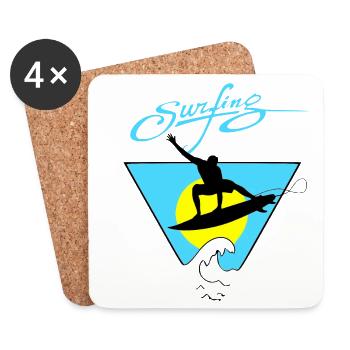 Surfen - Untersetzer (4er-Set) - Weiß - Vorne