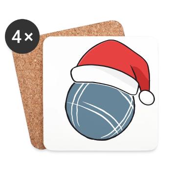 Boule Santa Tenue de pétanque pour Bouler pour boules - Dessous de verre (lot de 4) - blanc - Devant