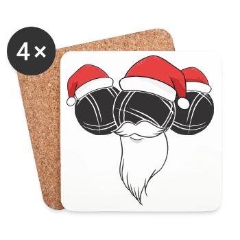 Boule Santa Tenue de pétanque pour Bouler pour boules - Dessous de verre (lot de 4) - blanc - Devant