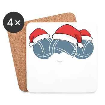 Boule Santa Tenue de pétanque pour Bouler pour boules - Dessous de verre (lot de 4) - blanc - Devant