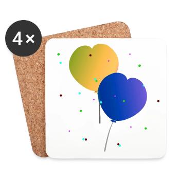Ballons, Luftballonherzen - Untersetzer (4er-Set) - Weiß - Vorne