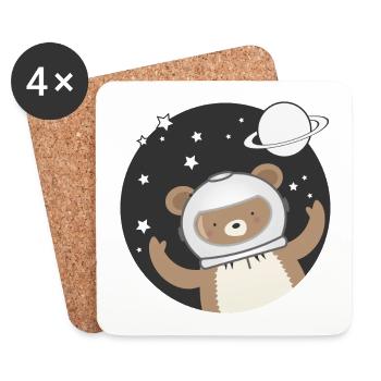 niedlicher Astronauten Bär im Comic Stil - Untersetzer (4er-Set) - Weiß - Vorne