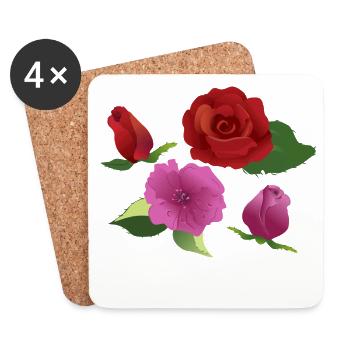 Bouquet of roses play of colours - Coasters (set of 4) - white - Front