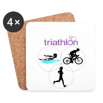 Triathlon - Untersetzer (4er-Set) - Weiß - Vorne