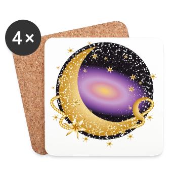 luminous purple galaxy with moon and stars - Coasters (set of 4) - white - Front
