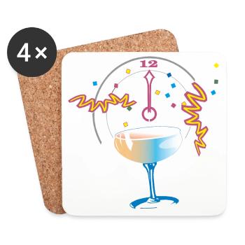 Conconfettis de pain grillé du Nouvel An - Dessous de verre (lot de 4) - blanc - Devant