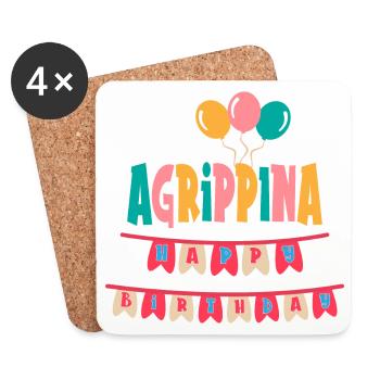 Agrippina t-shirt joyeux anniversaire joyeux anniversaire - Dessous de verre (lot de 4) - blanc - Devant