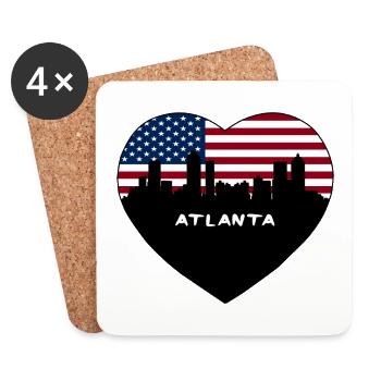 Atlanta Georgia USA Flag Skyline Souvenir de voyage - Dessous de verre (lot de 4) - blanc - Devant