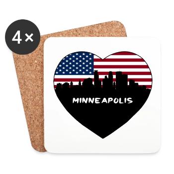 Minneapolis Minnesota États-Unis Flag Skyline Travel Souv - Dessous de verre (lot de 4) - blanc - Devant