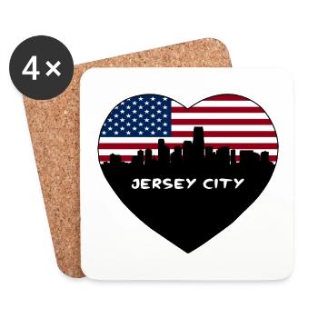 Jersey City New Jersey USA Flag Skyline Travel Sou - Dessous de verre (lot de 4) - blanc - Devant