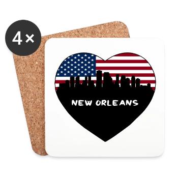 Nouvelle-Orléans Louisiane États-Unis Flag Skyline Travel Souv - Dessous de verre (lot de 4) - blanc - Devant