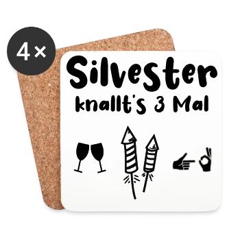Silvester Knallen Alkohol Böller - Untersetzer (4er-Set) - Weiß - Vorne