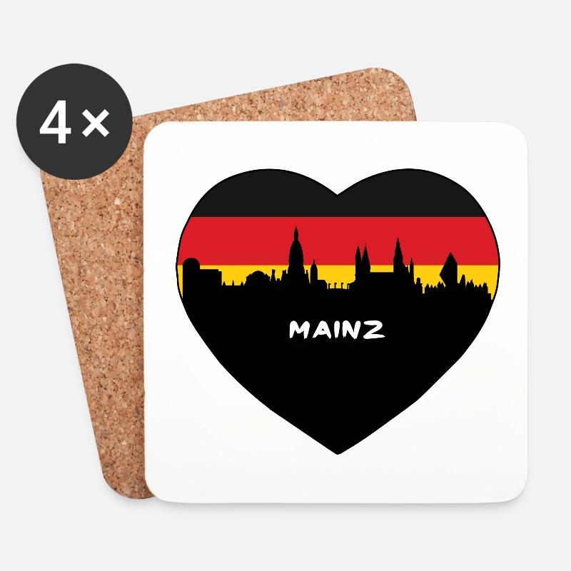 Mainz Deutschland Flagge Skyline Reise Souvenir - Untersetzer (4er-Set) - Weiß