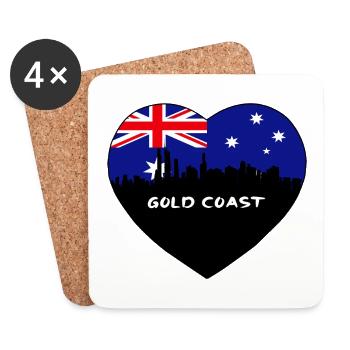 Gold Coast Australien Flagge Skyline Reise Souvenir - Untersetzer (4er-Set) - Weiß - Vorne