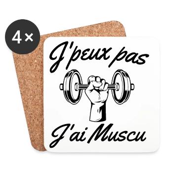 musculation, muscu, fitness - Dessous de verre (lot de 4) - blanc - Devant