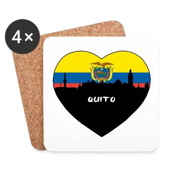 Quito Equador Flag Skyline Souvenir de voyage - Dessous de verre (lot de 4) - blanc - Devant