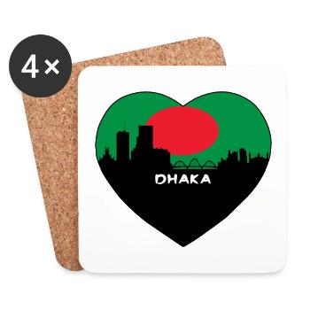 Dhaka Bangladesh Flag Skyline Souvenir de voyage - Dessous de verre (lot de 4) - blanc - Devant