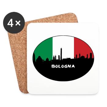 Bologne Italie Flag Skyline Souvenir de voyage - Dessous de verre (lot de 4) - blanc - Devant