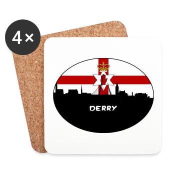 Derry Irlande du Nord Flag Skyline Travel Souveni - Dessous de verre (lot de 4) - blanc - Devant