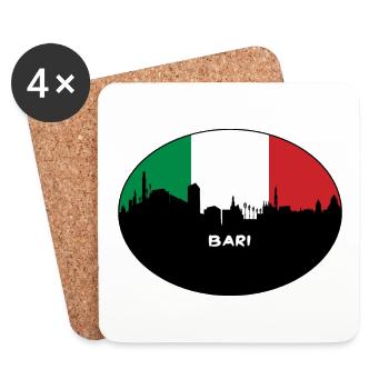 Bari Italien Flagge Skyline Reise Souvenir - Untersetzer (4er-Set) - Weiß - Vorne