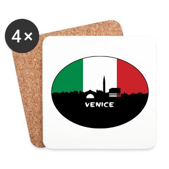 Venedig Italien Flagge Skyline Reise Souvenir - Untersetzer (4er-Set) - Weiß - Vorne