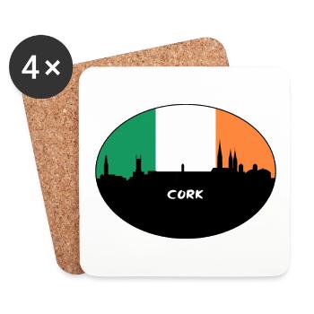 Cork Irlande Flag Skyline Souvenir de voyage - Dessous de verre (lot de 4) - blanc - Devant