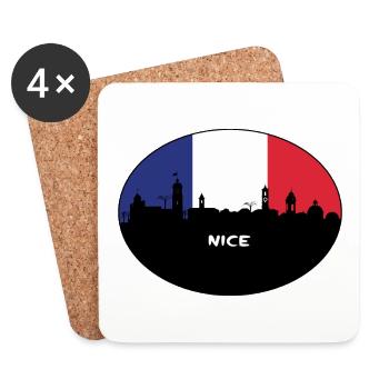 Nizza Frankreich Flagge Skyline Reise Souvenir - Untersetzer (4er-Set) - Weiß - Vorne