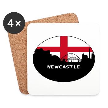 Newcastle England Flag Skyline Travel Souvenir - Coasters (set of 4) - white - Front