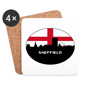 Sheffield England Flag Skyline Travel Souvenir - Coasters (set of 4) - white - Front