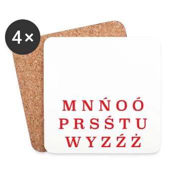 Pologne Polska Drapeau de l’alphabet polonais - Dessous de verre (lot de 4) - blanc - Devant