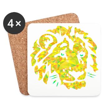 Polygon Leo Head - Coasters (set of 4) - white - Front