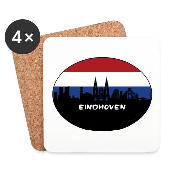 Eindhoven Pays-Bas Flag Skyline Silhouette - Dessous de verre (lot de 4) - blanc - Devant