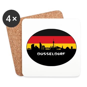 Dusseldorf Germany Flag Skyline Silhouette Travel - Coasters (set of 4) - white - Front
