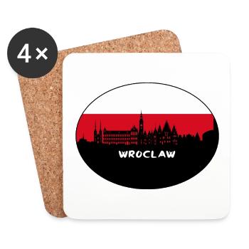 Wroclaw Pologne Flag Skyline Silhouette Voyage - Dessous de verre (lot de 4) - blanc - Devant