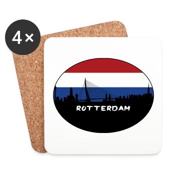 Rotterdam Pays-Bas Drapeau Skyline Silhouette Trav - Dessous de verre (lot de 4) - blanc - Devant