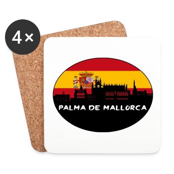 Palma de Majorque Espagne Flag Skyline Silhouette Tr - Dessous de verre (lot de 4) - blanc - Devant
