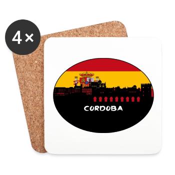 Cordoba Spanien Flagge Skyline Silhouette Reisen - Untersetzer (4er-Set) - Weiß - Vorne