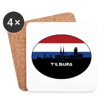 Tilburg Pays-Bas Drapeau Skyline Silhouette Travel - Dessous de verre (lot de 4) - blanc - Devant