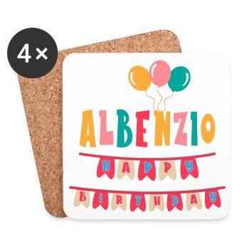 Albenzio happy birthday t-shirt - Coasters (set of 4) - white - Front