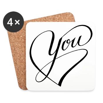 Je t’aime cœur Je t’aime - Dessous de verre (lot de 4) - blanc - Devant
