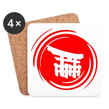 japanische designs, Shinto tempel - Untersetzer (4er-Set) - Weiß - Vorne