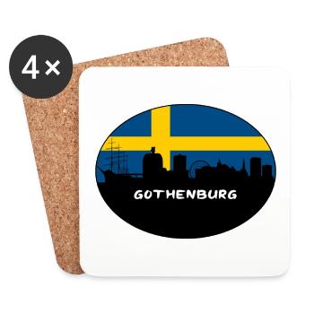 Göteborg Suède Drapeau Skyline Silhouette Travel - Dessous de verre (lot de 4) - blanc - Devant